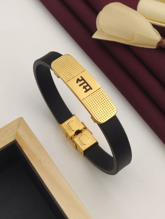 Men's gold plated silicone bracelet